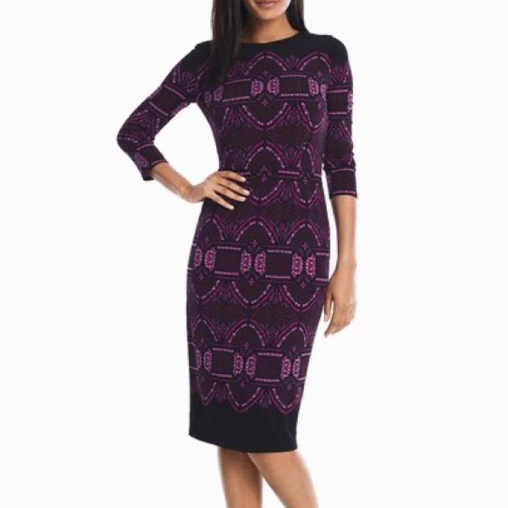 WHBM MEDALLION KNIT SHEATH DRESS